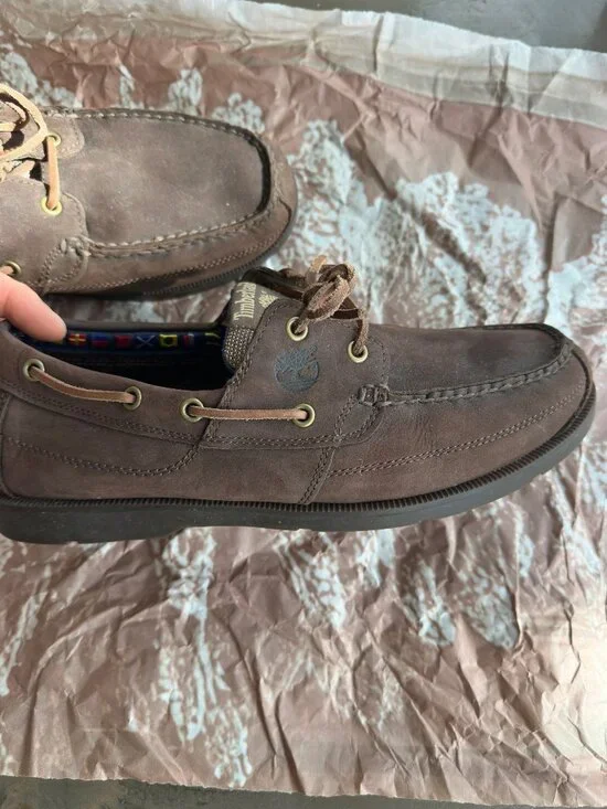 MENS TIMBERLAND LEATHER DOCK SHOES SIZE 10W GREAT SHAPE - Picture 5 of 9